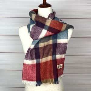 NWOT Vintage 100% Cashmere Unisex’s Plaid Scarf England 12,5x54 inches